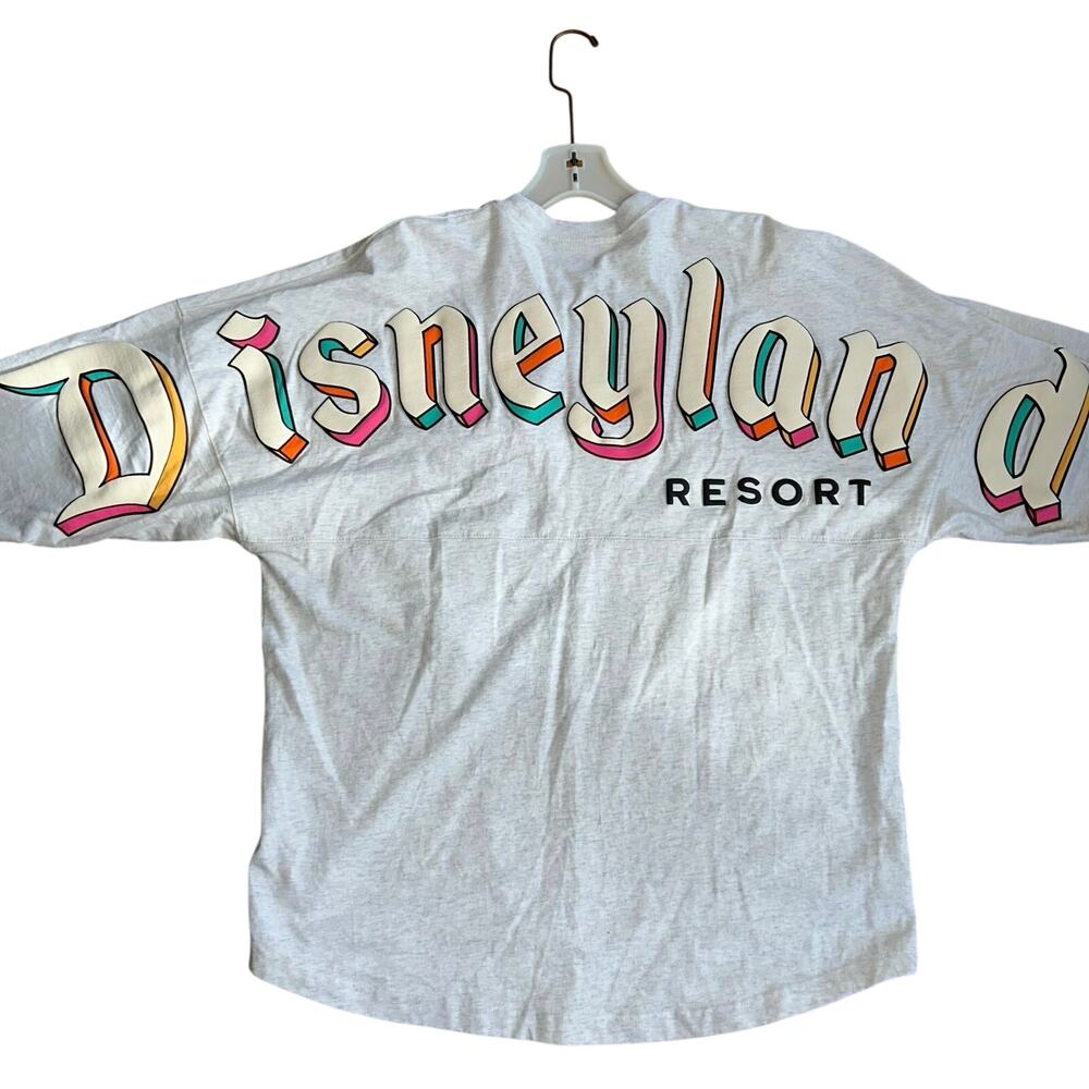 Disney Spirit Jersey Resort Spell out Gray long sleeve shirt medium Gigi Hadid